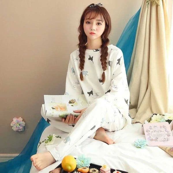 Long Sleeve Pajamas Womens Spring And Autumn Sweet Casual Homewear Silk Pajamas Set 2025 New Simple Comfort Sleep Clothes L260525