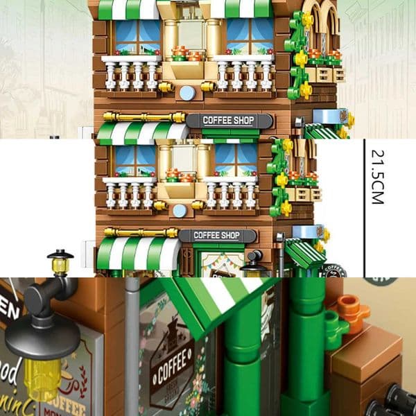 Architecture Building City Blocks Street View Cafe Model Desktop Decoration Children DIY Assembly Toy Holiday Gift L260602