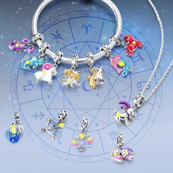 Zodiac Signs Charms 925 Sterling Silver Glow in Dark Pendants Beads Fit Bracelet DIY Jewelry Birthday Gift for Women C260602