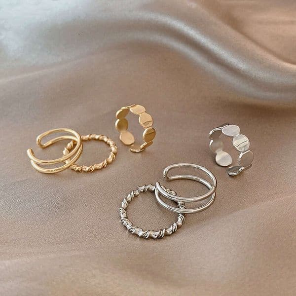 Designer Jewelry Luxury Jewelry Trendy Three-Piece Set Of Plain Rings For Women, Minimalist And Cool Style, Metal Sequin Index Finger Ring, Popular
