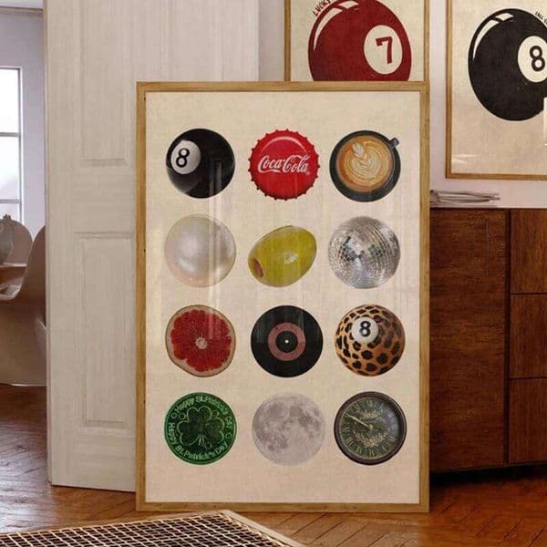 Vintage Print Poster Wall Art Canvas Painting Retro Trendy 8 Ball Dorm Decorative Modern Living Room Picture 26L0602
