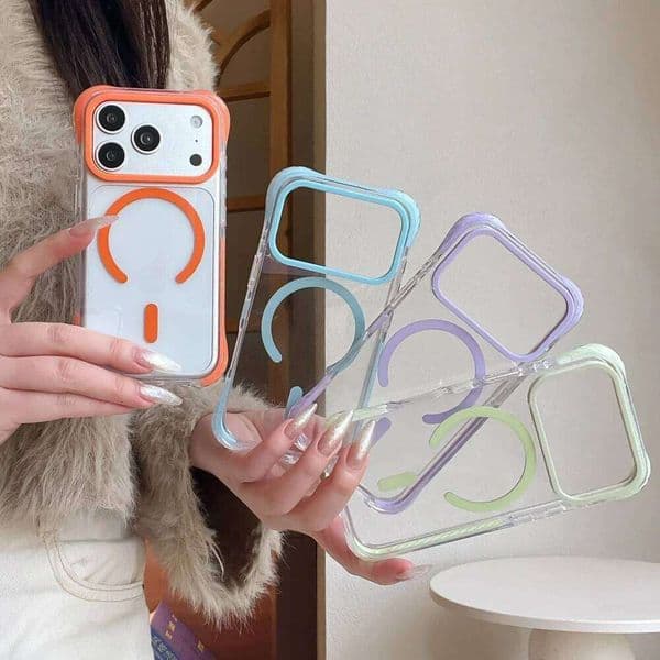 Simple Fashion gummy transparent with magsafe phone case for iPhone 16 17ProMax 14 15 Pro fundas new shockproof protective cover