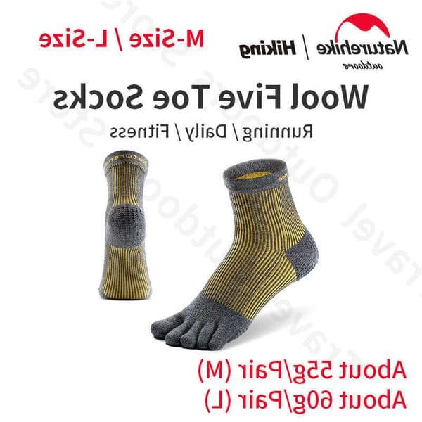 Ultralight Five Naturehike finger Sports socks Long Style Breathable Thickened Warm Wool Fabric Travel Running daily 55g/pair H260602