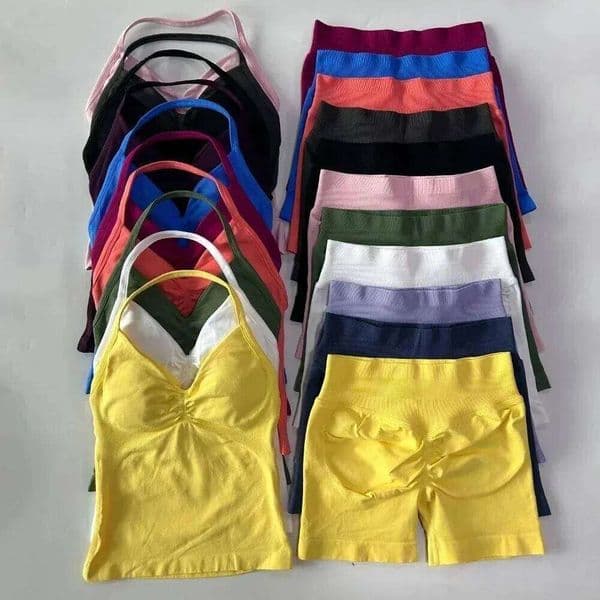 2Pcs s Set Tank Tops High Waist Scrunch Seamless Shorts Gym Suit Fitness Clothes Activewear Workout J260511