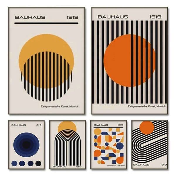 Mid Century Modern Bauhaus Abstract Geometric Posters Wall Art Canvas Painting Prints Pictures Gallery Living Room Interior Home 26L0602