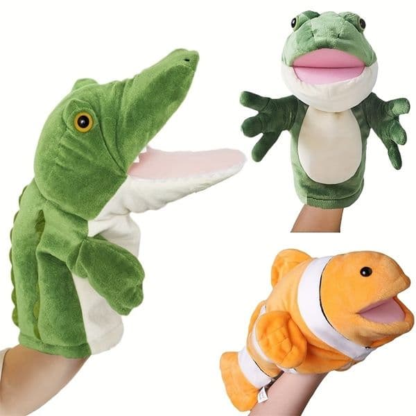 Frog Animal Plush Alligator Hand Puppet Clownfish Puppets Kids Cute Soft Pretend Playing Dolls Gift For Children and A 260601