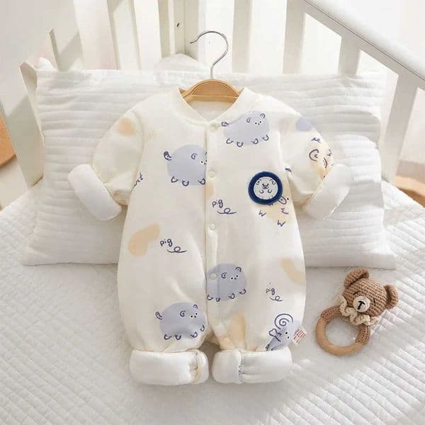 Somenie born Baby Onesie Girls Thickened Winter Pure Cotton 260104 Bodysuit Warm Cute Printed Boys Y260602