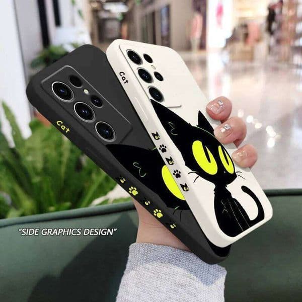 Fluorescent Cat Phone Case For Samsung Galaxy S26 Plus Ultra Liquid Silicone Cover
