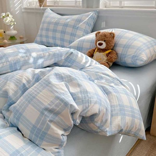 Simple Fashionable Plaid Bedding Set tra-Soft Breathable Duvet Cover Set With lowcase Wrinkle Resistant 1/2 People Bed SizeJ260602
