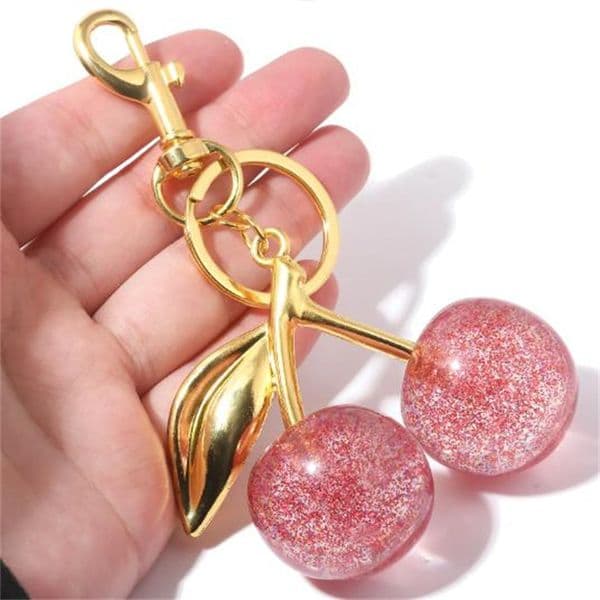 Fashion Luxury Cherry Charm Handbag Pendant Keychain for Women's Exquisite Internet-famous Crystal Cherry Bag Accessories High-Grade Pendant — image 1