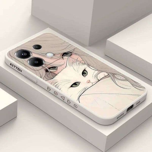 Beauty And Cat Phone Case For Xiaomi Poco X6 F6 M6 M5 M5S F5 X5 F4 X4 M4 F3 M3 X3 Pro 4G 5G GT Silicone Cover