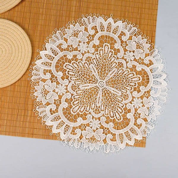 Lace Coasters, Non-Slip Hollow Bowl Round Table Water-Soluble Embroidered Tableware Mats, Cross-Border Hot Sale