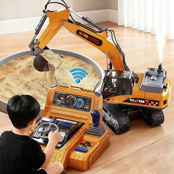 Truck RC Excavator Alloy 12/13/15CH Engineering Vehicle Sound Spray Lighting 680 Rotation Car Kids Toys for Boys Christmas GiftR260602
