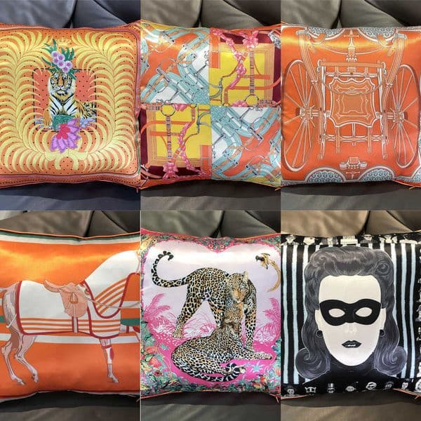 Silk Designer lowcase Decorative low case Plaid Horse Sofa Throw Chair Car Cushion Cover He Decoration Fashion Y260601