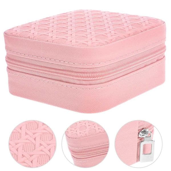 cologne 2026 Travel Portable Jewelry Storage Box Compact perfume Lightweight Soft Lint Lined Elegant Woven Pattern Organizer For Earrings Necklaces Free Shippin