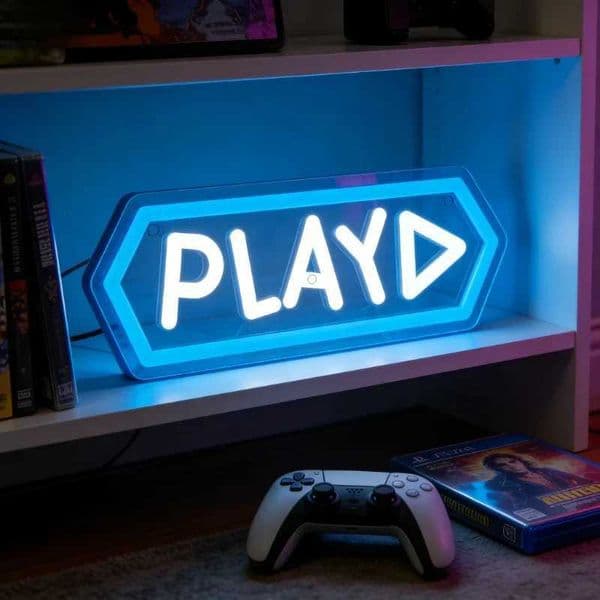 Play Neon Sign LED Night Light USB Music Video Media Button Aesthetic Wall Art Desk Lamp for Bedroom GameRoom Studio Decor Gift C260602