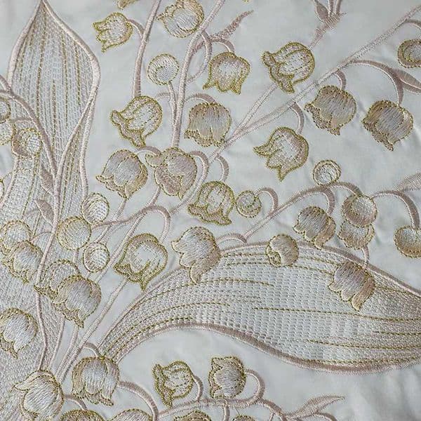 Elegant Lily of the valley Embroidery Bedding Set 600TC Egyptian Cotton Duvet Cover Set Bed Sheet/Fitted Sheet lowcases 4PcsJ260602