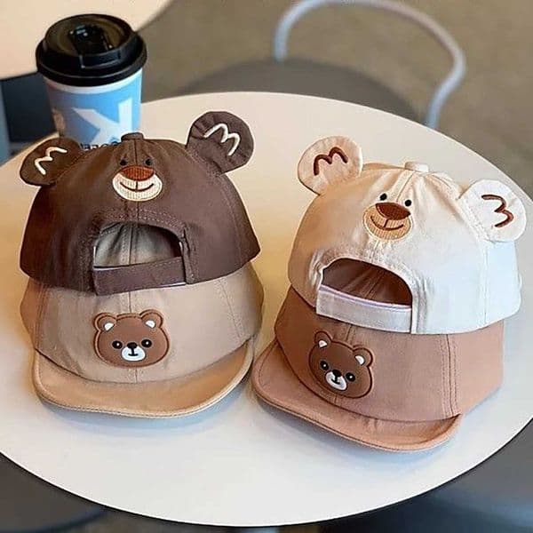 Baby Baseball Bear Cap Cute Animal Embroidered Peaked Hat for Kids Boy Girl Summer Soft Cotton Sun Hats M260602