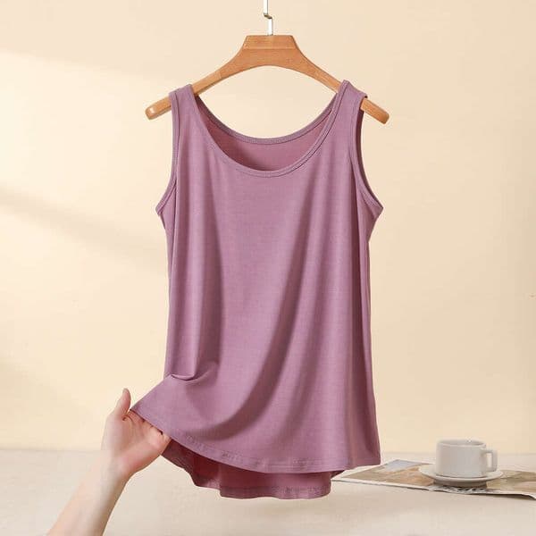 Summer Women's Loose Plus-Size Tank Top, Thin Wide-Strap Casual Home Camisole, Modal Sleeveless Top 82D