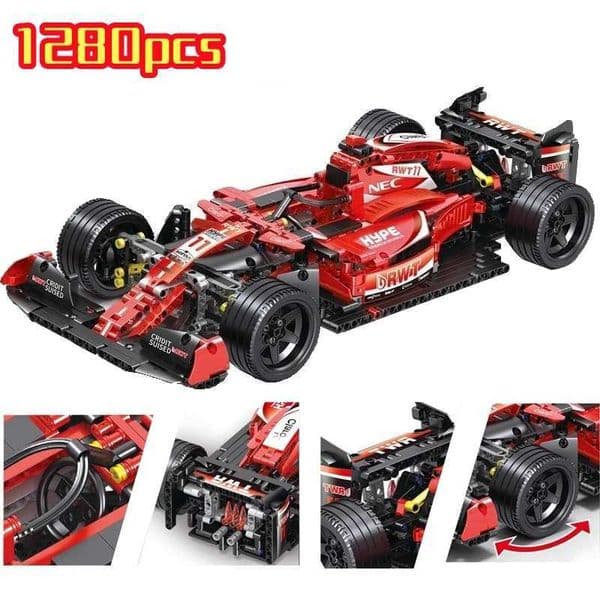 1280pcs Technical Formula Racing Car Building Blocks Red F1 Supercar City Vehicle MOC Set Bricks Toys For Children Gifts L260601