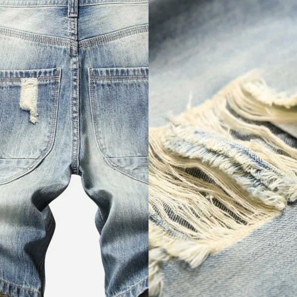 Retro Ripped Mens Denim Shorts Streetwear Hip Hop High Street Fashion Casual Short Jeans Male Stretch Straight Ripped Shorts L260529