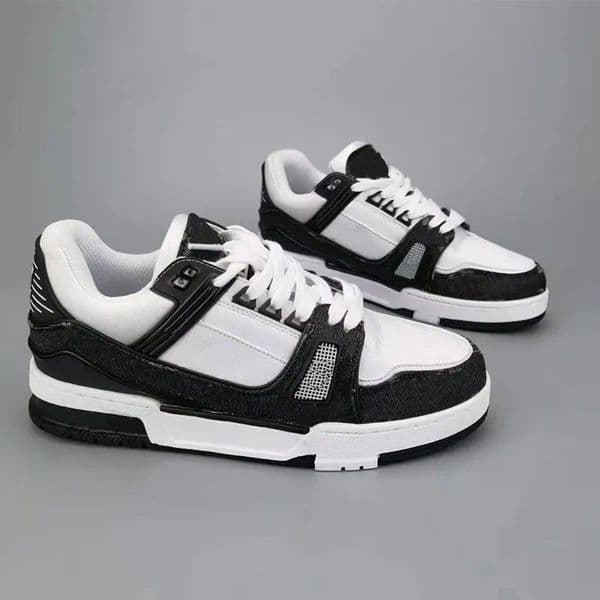 Men Women Triple Color Denim Board Shoes Embossed Logo Casual Sneakers Printed Rubber Sole Lacing Couple Trainers Size 36-45 With Box