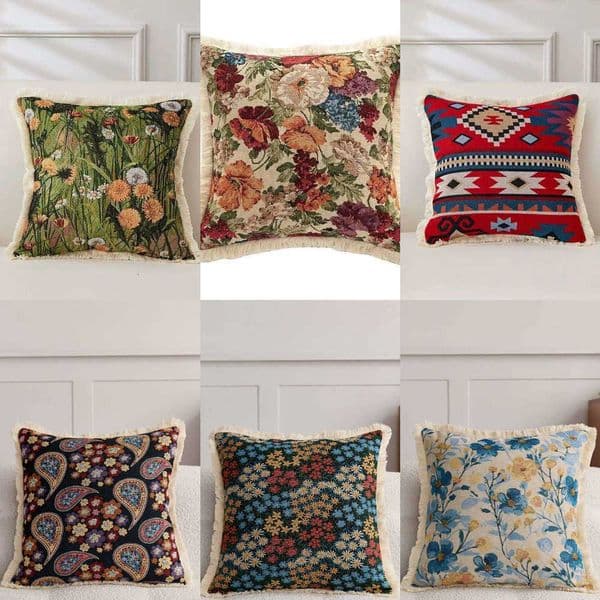 Style 2026 Painting Retro Oil Cotton Linen Cushion Sofa Living Ro Bedside lowcase Hestay Fresh Tassel low Cover Ship F FB Y260601