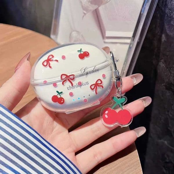 Cherry Bow Earphone Case For Lenovo LP40 Pro LP5Pro Wireless Charging Box with Bracelet Headphone Box Rabbit CoverT260602