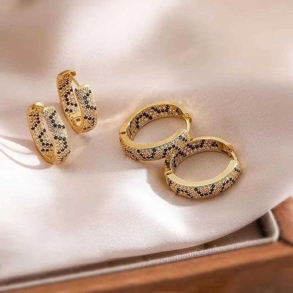 Earrings Print Hoop HECHENGFashion Leopard with Cubic Zirconia Small/Large Hoop Earrings Ladies Birthday Gift 1 PairT260603