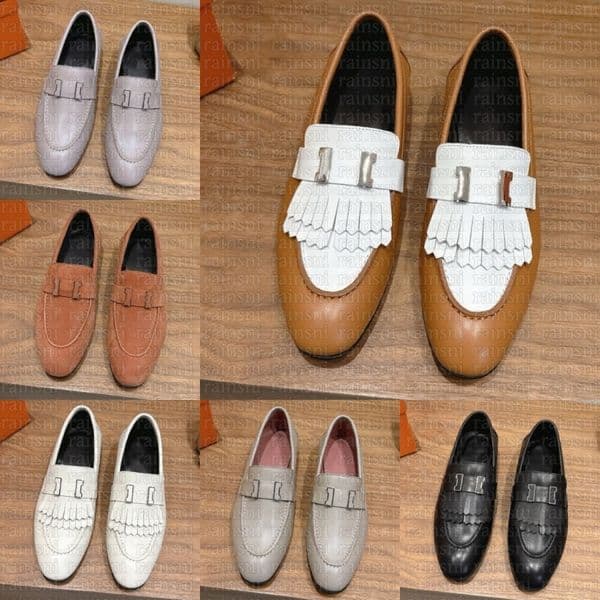 Designer Paris Loafers Womens Dress Shoes Platform Authentic cowhide Metal buckle Moccasin Flat Lambskin Gold Hardware Women B9UE#