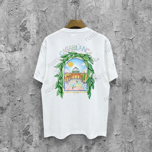 Casas shirt designer style men shirt soft breathable pure cotton Casablancolly Tshirt printed vintage summer casual apparel 9f4