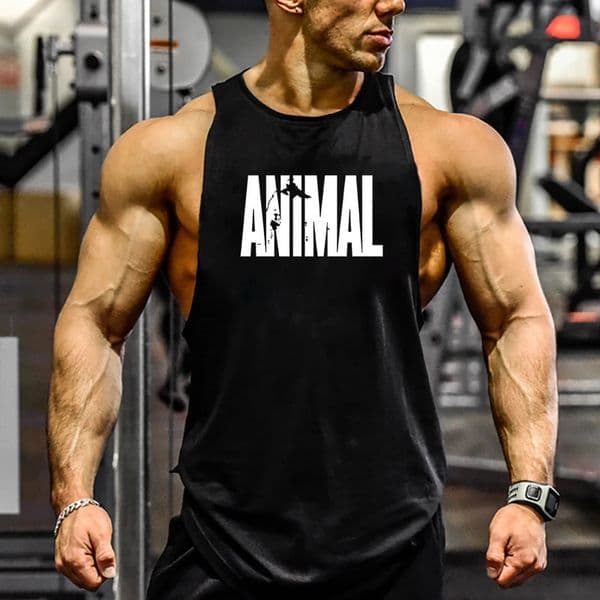Animal Letter Gym Tanktop Men Fitness Clothing Mens Bodybuilding Tank Tops Summer Gym Clothing for Male Sleeveless Vest T Shirt260601