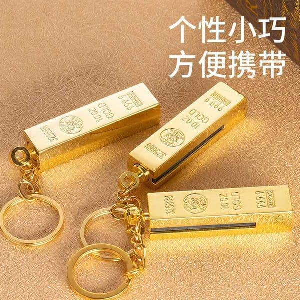 Tiktok Hot Sold Gold Bar 10000 Times Lighter Stainless Steel Mtifunctional Key Chain Waterproof Windproof Lighter GadgetJ260603