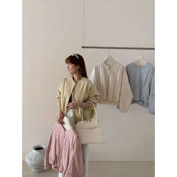 Korean Style Solid Color Womens Coat Loose High Street Spring Bomber Jacket Coat Womens Fashion Clothing 260522 A65