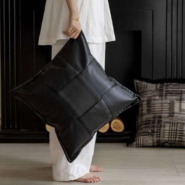 Italian Leather Woven Cushion Cover Advanced Luxury Retro Pillow Covers Decorative Black Jacquard Pillowcase for Home Decor 26L0603 pillowcase