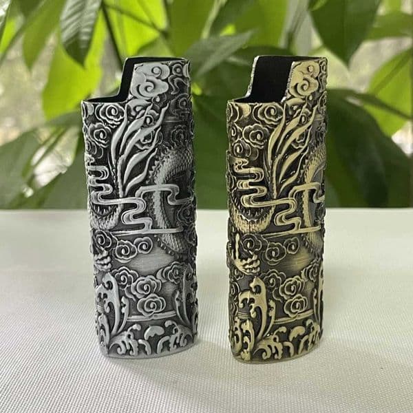 BIC Fl Large Lighter Case Cover Sle For Regar Bic J6 Lighters 3D Embossed Dragon Pattern Holder J260603