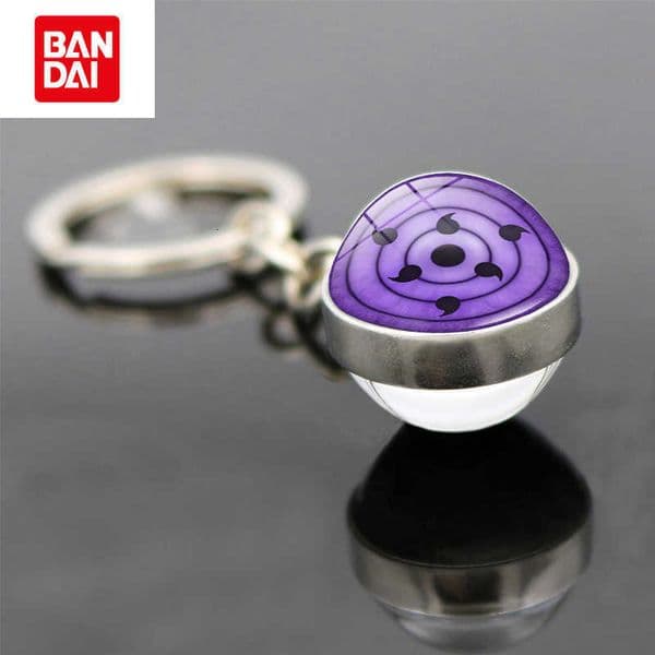 New Naruto Sharingan Time Keychain Double-sided Glass Ball Keyring L260603FUPA