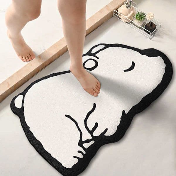 Ins Wind VIKAMA Cute White Bear Bathroom Mat Soft Comfortable Foot Mat Home Use Toilet Entrance Cartoon Rug Home Decor L260603