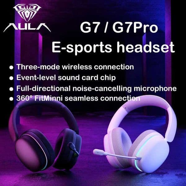 G7/G7Pro Tri-Mode AULA Wireless Gaming Headset 10ms Low Latency 7.1 Surround Sound Noise Cancelling Mic RGB Gaming Headphones L260602