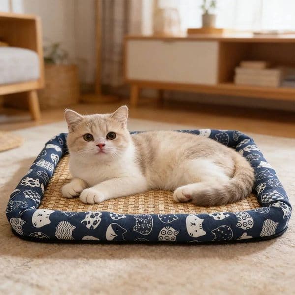 Summer Cooling Mat for Small Dogs Cats Breathable Pet Bed Pad Washable Anti Slip Dog Cat Bedding Portable Floor Cushion ddmythur ddmythur