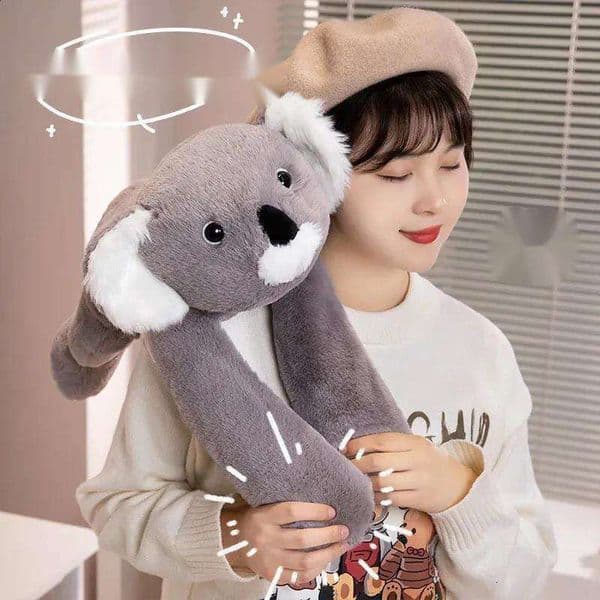 Long Arm Weighted Lazy Fluffy Animal Raccoon Koala Bear Giraffe Stuffed Plush Soft Pillow 260319