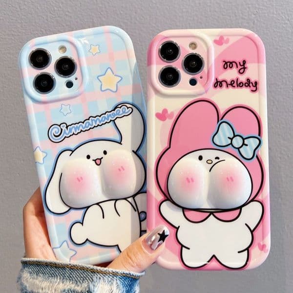 Stress-relief Squishy Cinnamoroll 15 Pro Max Case iPhone 14/13 My Melody 12/11 for Women