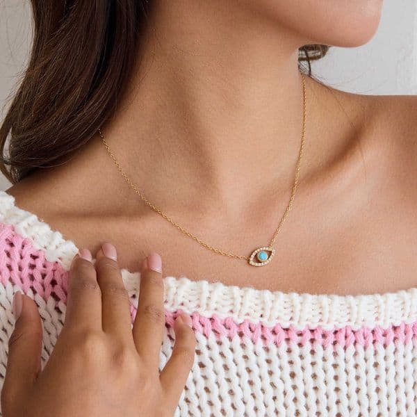 Necklace Accessories Morning for Women Devils Eye Pendant with Diamond and Zircon Light Luxury Niche Design L260603ZGOY