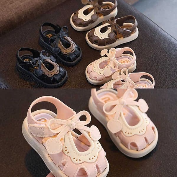 Bow 2026 Summer Cute Baby Girls Sandals PVC Hollow Out Waterproof Children Beach Shoes Hook Loop Non Slip Toddler Kids Sandals L260603