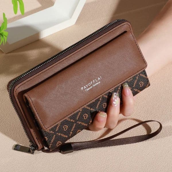 1pc Classic Mens Faux Leather Wallet Double Layer with Snap Closure Zippered Card Holder Po Compartment Color blocking 260602