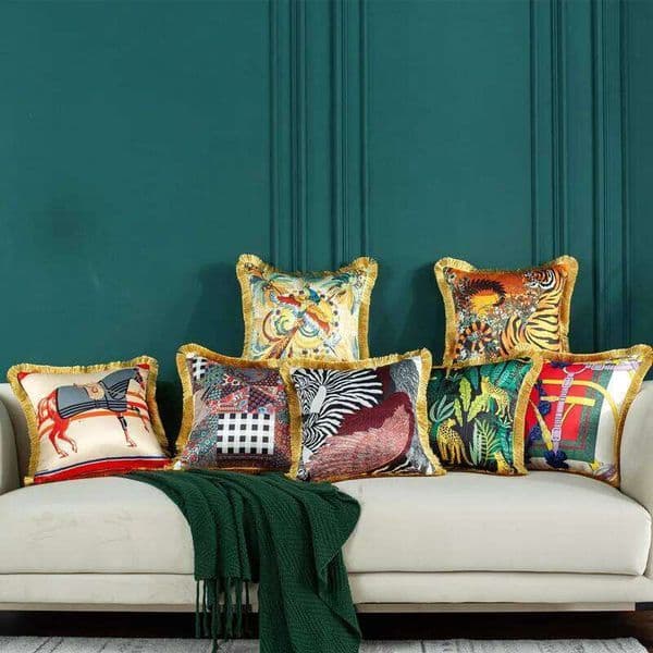 Luxury Pillowcase Tropical Animal Forest Decorative Pillows with Tassel 45x45CM Leopard Cushion Cover Home Sofa Bed Decoration 26L0603 pillowcase