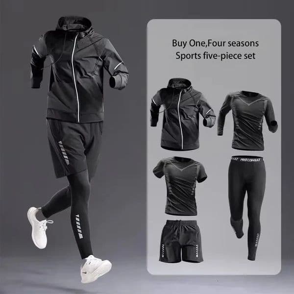 Mens Sportswear 1-5Pcs Suit All-Season Running Cycling Fitness Quick Drying Clothing Jogging Training Mens Track Suit Set 260529