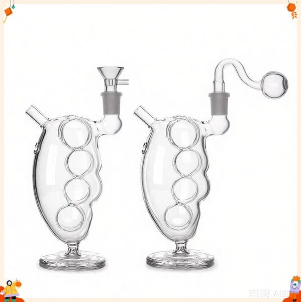 Portable Wholesale Glass Oil Burner Bong Hand Dry Herb Tobacco Pipe Blunt Bubbler Recycler Water Tobacco Pipe with 14mm Male Smoking banger bowl with stand base