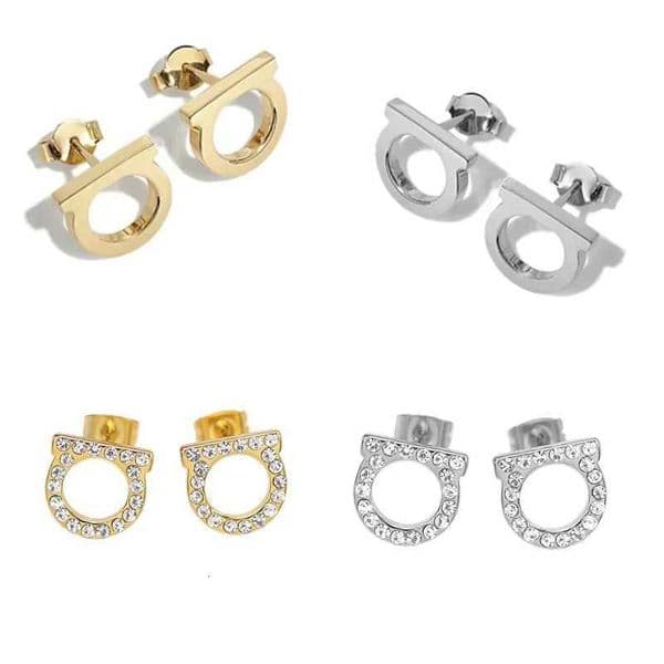 and EVISPOL Simple 2Pcs of Luxurious D-shaped Stainless Steel Stud Eearrings Inlaid Sparkling Cubic Zircon Ear Piering JewelryT260603