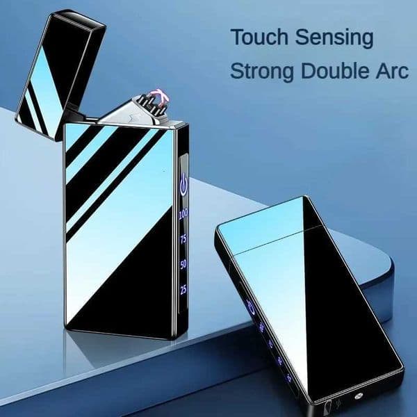 Electric Arc Windproof Metal Smoking Lighter Plasma Flameless Rechargeable USB Cigarette Lighter LED Digital Touch Lighters Gift J260603